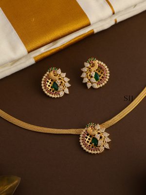 Matt Peacock Green and Ruby Stones Necklace