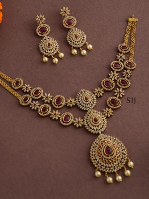 Imitation 2 Layered Ruby Stones Necklace