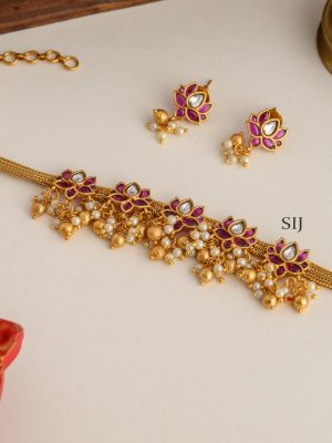 Lotus Ruby Stones Matt Necklace