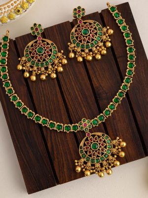 Imitation Green with Ruby Attigai Necklace
