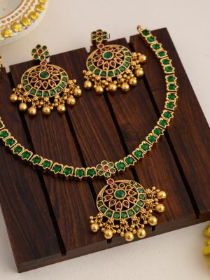 Imitation Green with Ruby Attigai Necklace