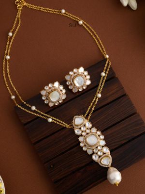 Two Layers Moissanite With Pearl Necklace