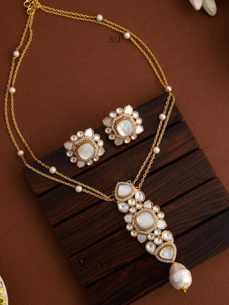 Two Layers Moissanite With Pearl Necklace