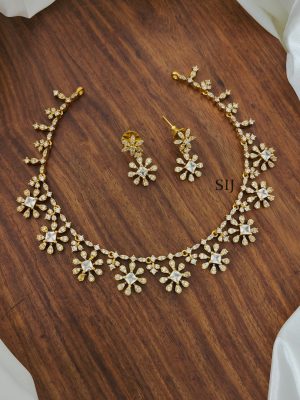 Gold Finish Floral AD Necklace
