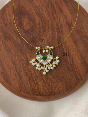 Invisible Green With White Kundan Jadau Necklace
