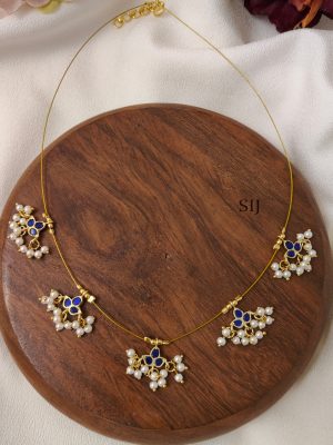Blue Leaf Kundan Jadau Invisible Necklace