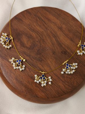 Blue Leaf Kundan Jadau Invisible Necklace