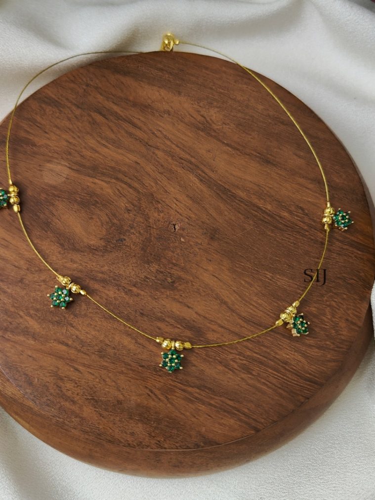 Green AD Stones Invisible Necklace