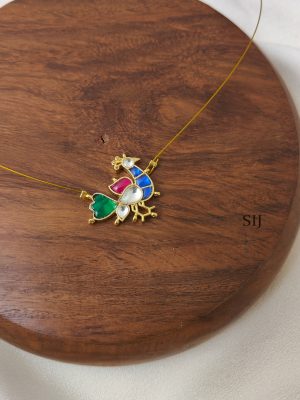 Peacock Kundan Jadau Invisible Necklace in Right Side