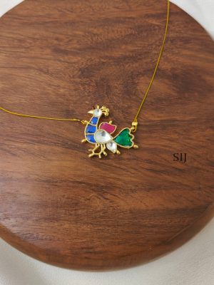 Peacock Kundan Jadau Invisible Necklace in Left Side