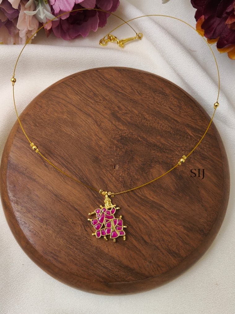 Temple Ruby Kundan Jadau Invisible Necklace