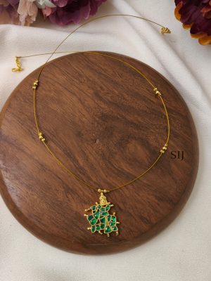 Krishna Green Kundan Jadau Invisible Necklace