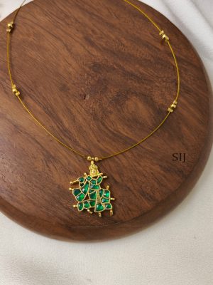 Krishna Green Kundan Jadau Invisible Necklace