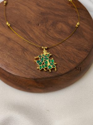 Krishna Green Kundan Jadau Invisible Necklace