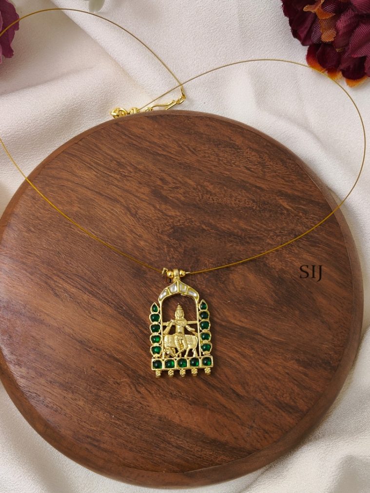 Green Krishna Kundan Jadau Invisible Necklace