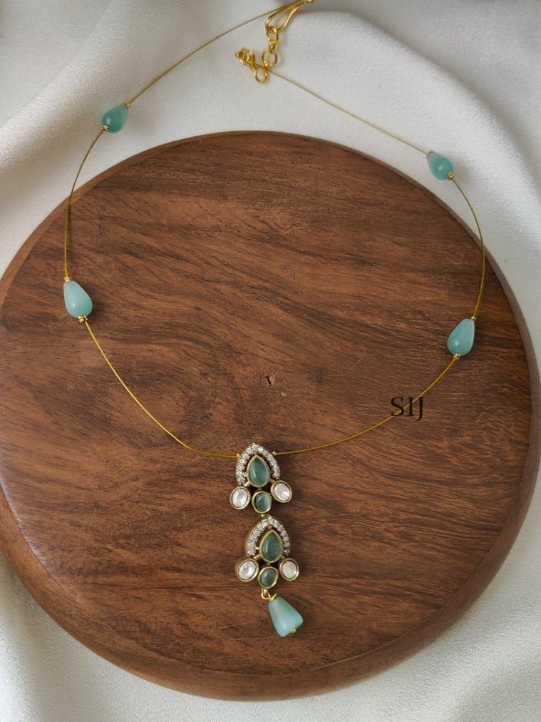 Pastel Green Drop Victorian Invisible Necklace