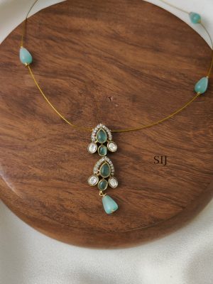 Pastel Green Drop Victorian Invisible Necklace