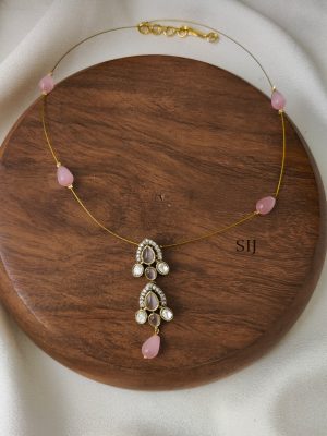 Pastel Pink Drop Victorian Invisible Necklace