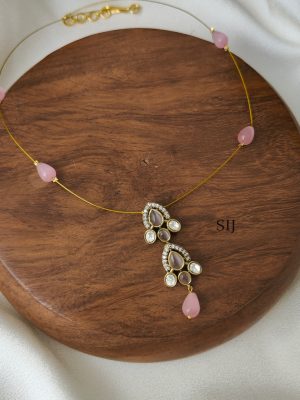 Pastel Pink Drop Victorian Invisible Necklace