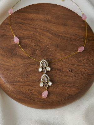 Pastel Pink Drop Victorian Invisible Necklace