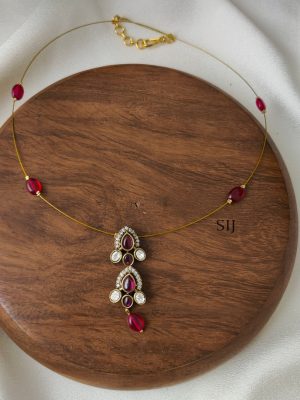 Maroon Drop Victorian Invisible Necklace