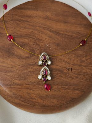 Maroon Drop Victorian Invisible Necklace
