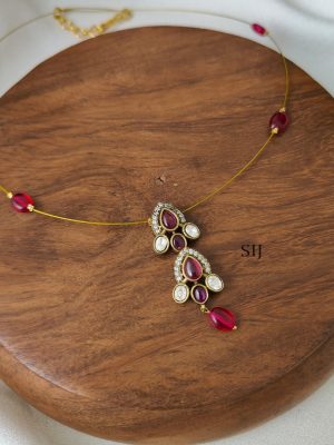 Maroon Drop Victorian Invisible Necklace