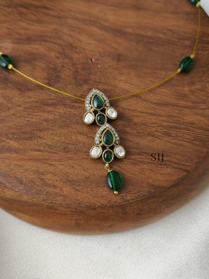 Dark Green Drop Victorian Invisible Necklace