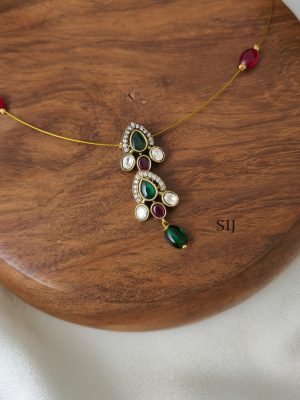 Multi Color Drop Victorian Invisible Necklace