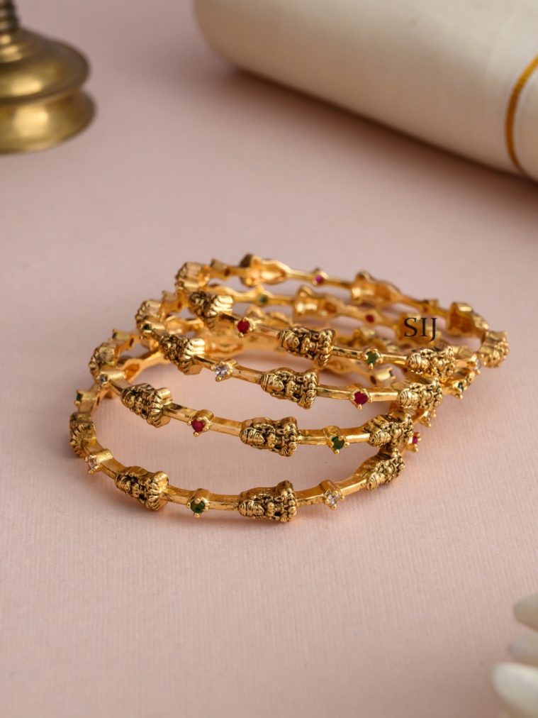 Traditional Matt Lakshmi Bangle - Set of 4