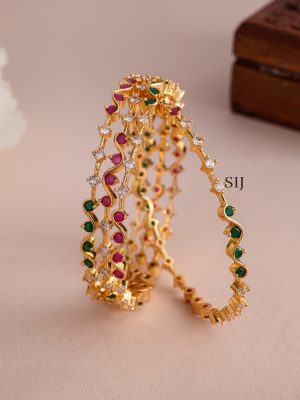 Multi Stone Matt Bangle - Set of 4