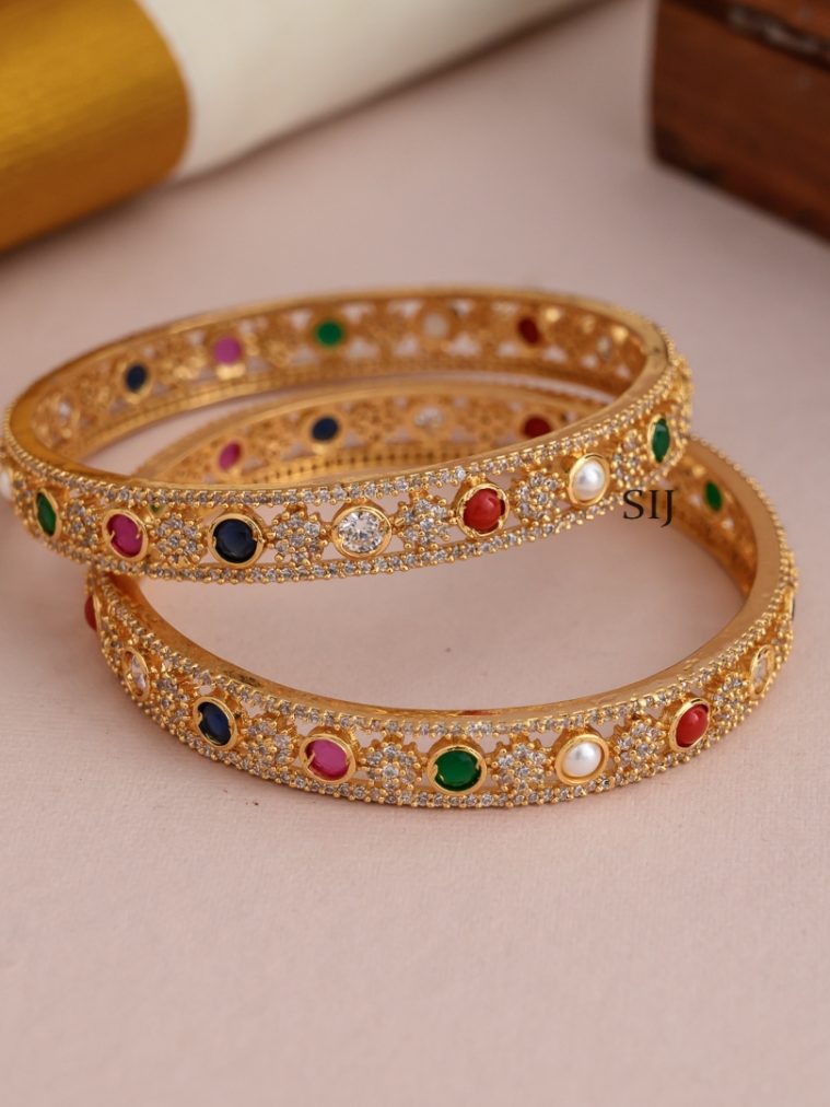 Antique Navaranta With AD Bangles