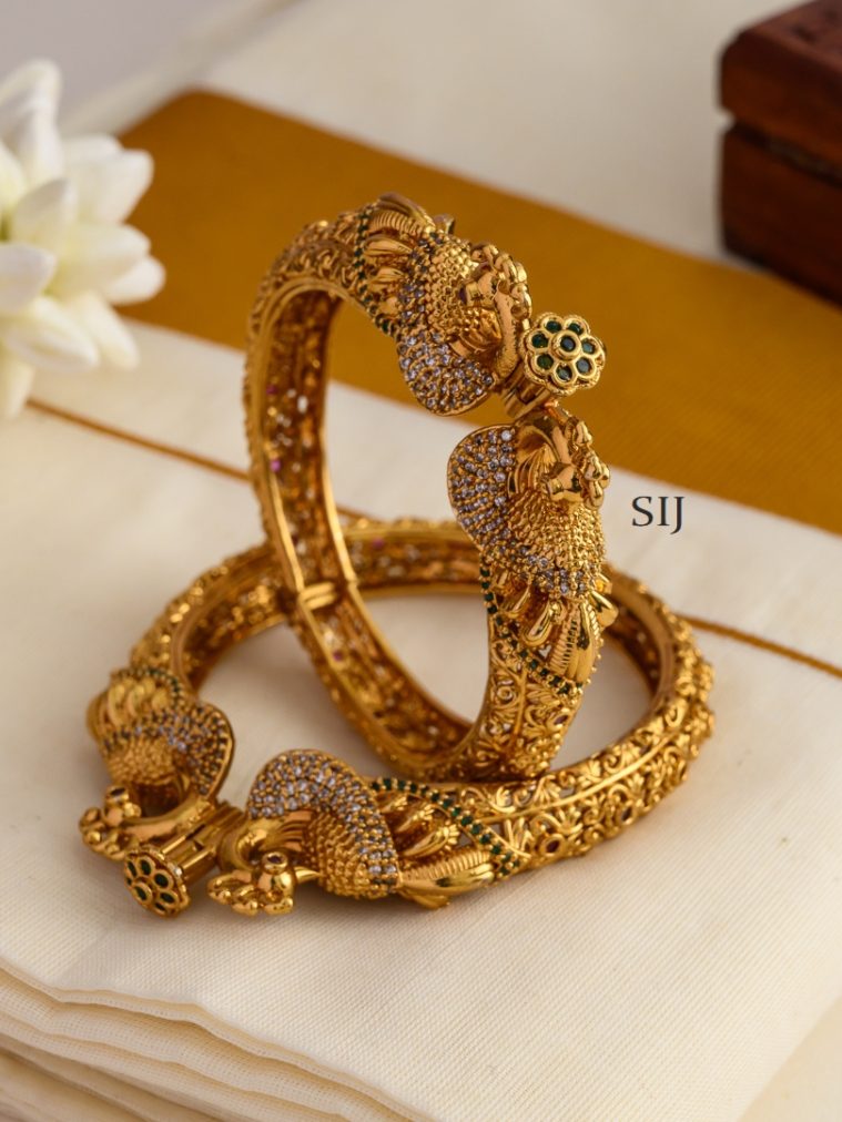 Peacock With Floral Openable Bangle