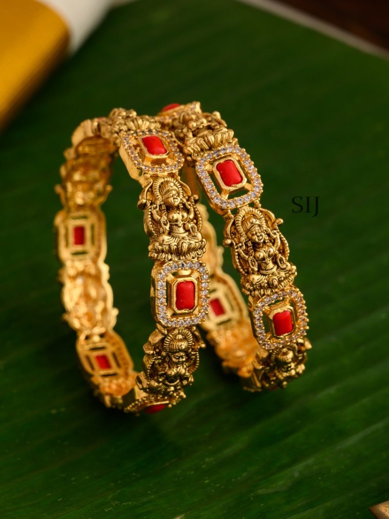 Traditional Lakshmi Bangles with Coral Beads