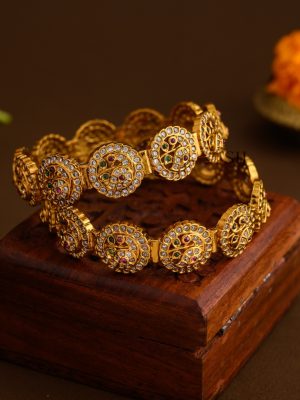 Matte Finish AD Stones Peacock Bangles