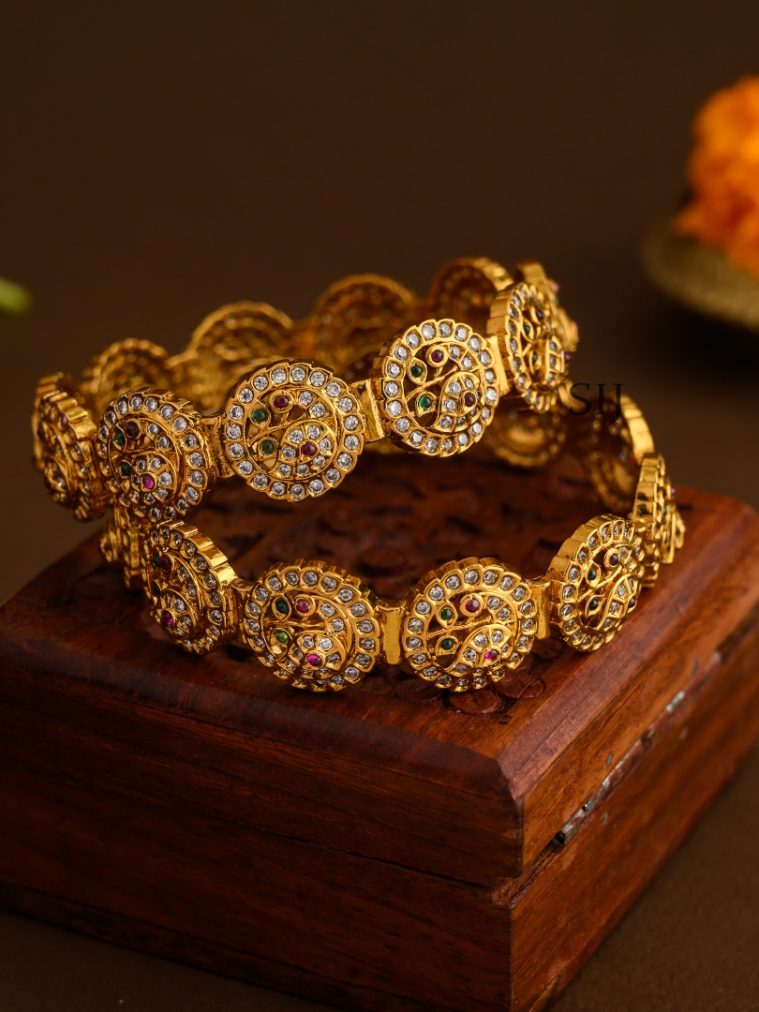 Matte Finish AD Stones Peacock Bangles