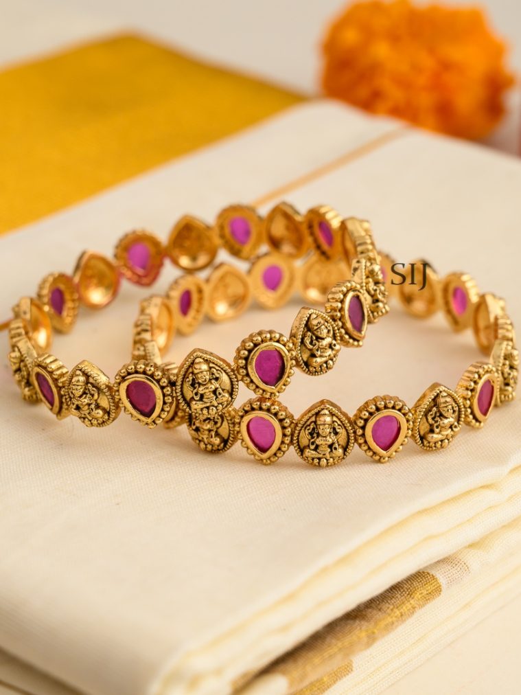 Traditional Lakshmi Bangles with Drop Kemp Stones