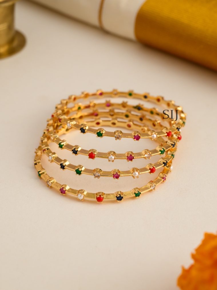 Set of 4 Navaratna Bangles