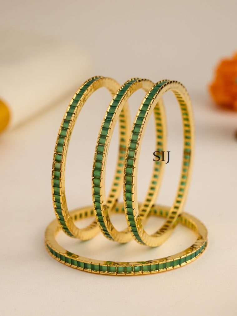 Imitation AD Green Bangle - Set of 4