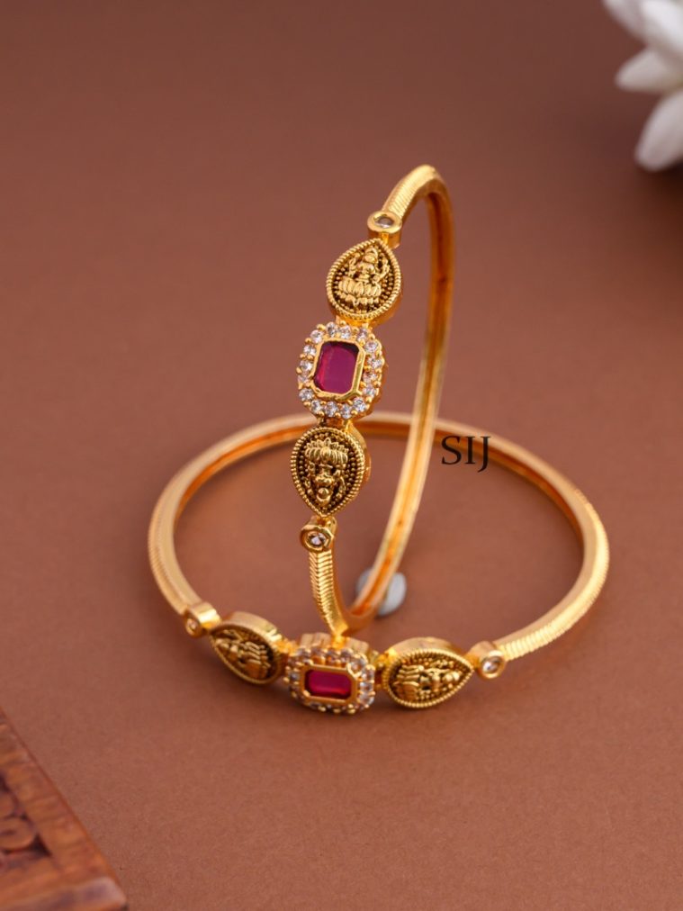 Traditional Ruby Drop Shaped Lakshmi Bangle