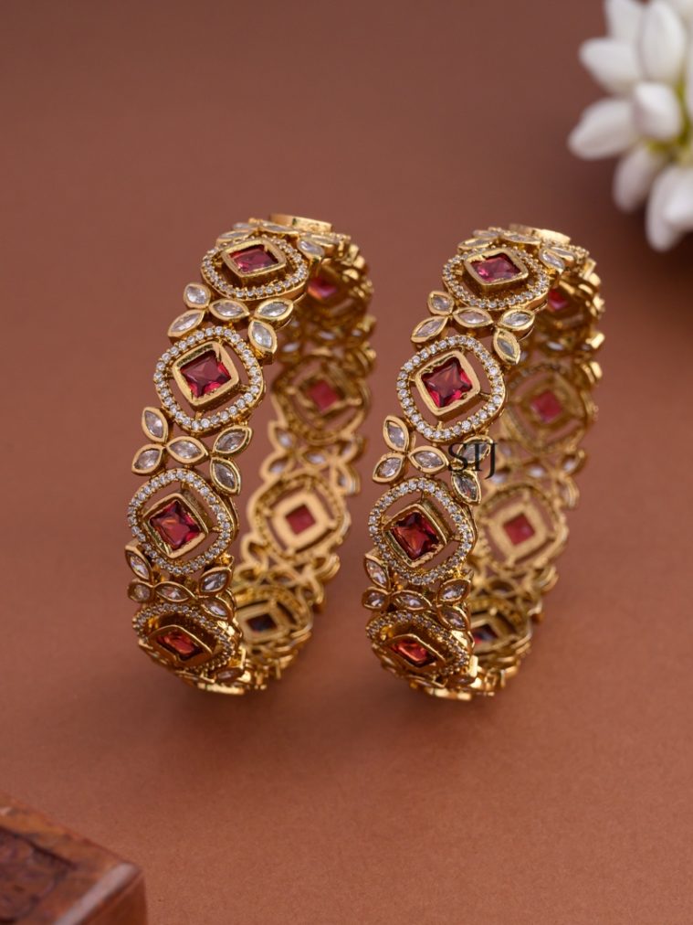 Imitation Red Floral Victorian Bangle