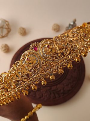 Matte Finish AD Stones Peacock Bridal Hip Belt