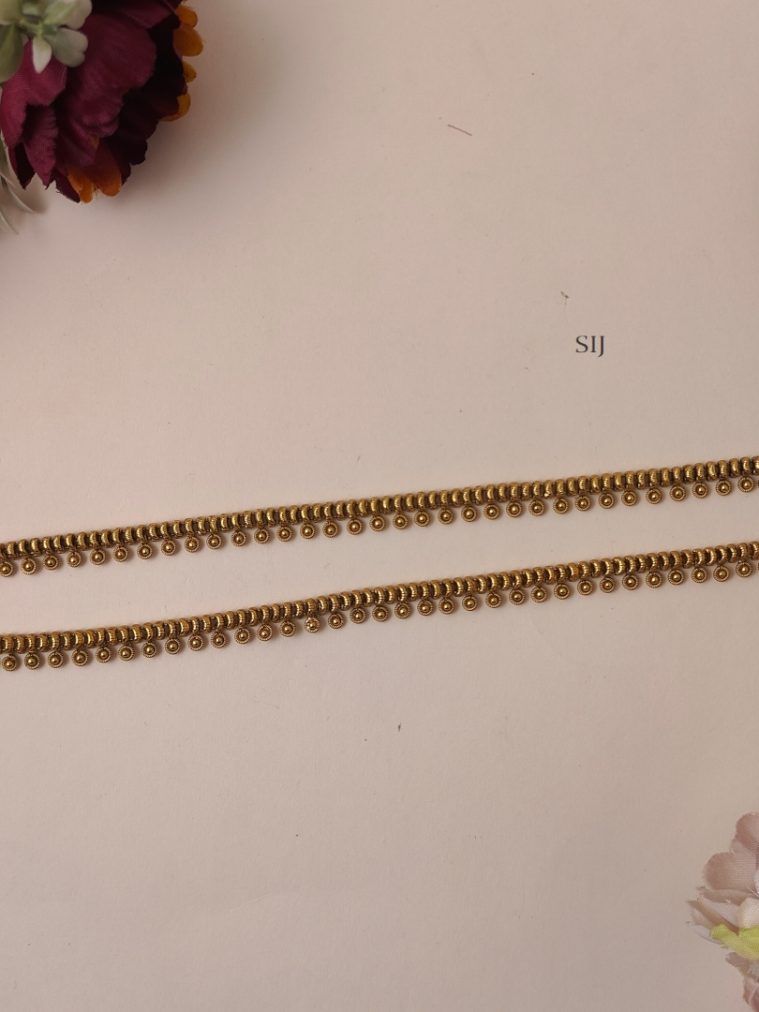 Antique Finish Round Gold Balls Design Anklets
