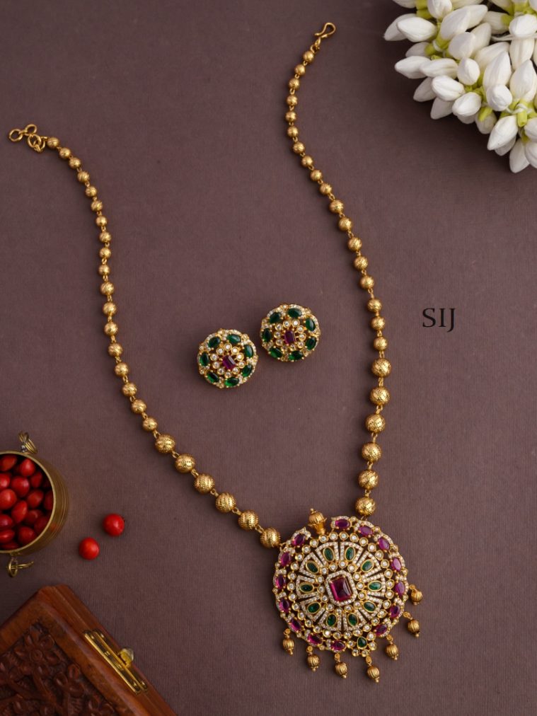 Gold Finish AD Stones With Kemp Haram