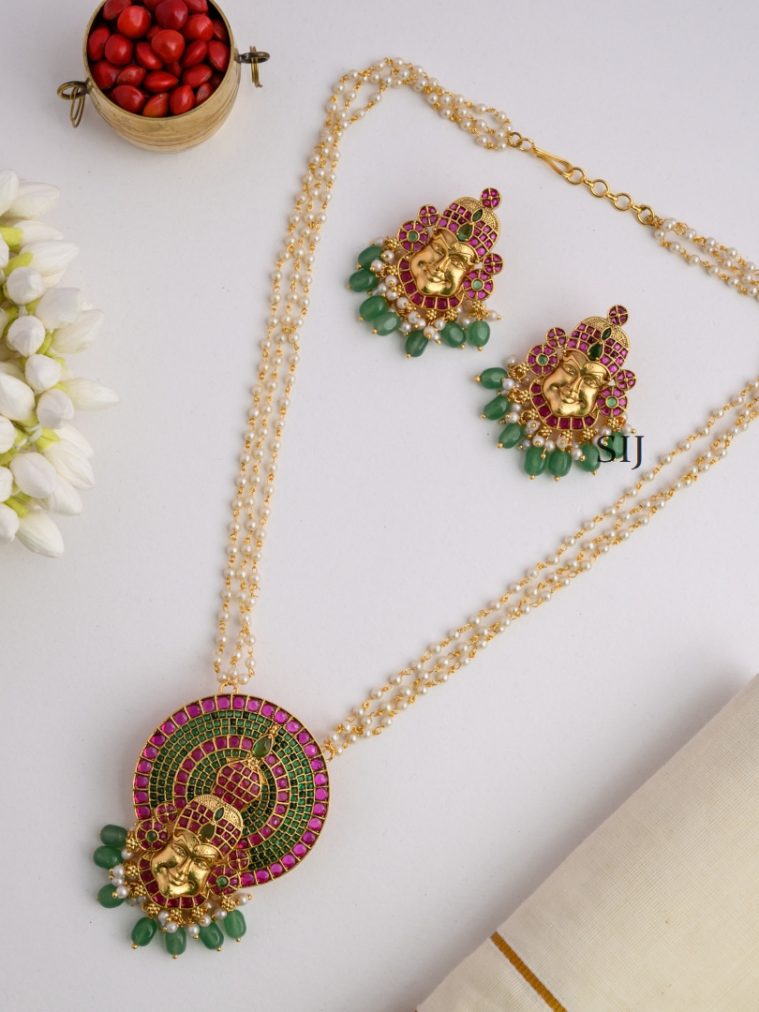 Antique Kathakali Kemp Pendant Pearl Haram