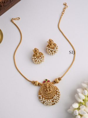 Antique Lakshmi Pearl With Matt Necklace