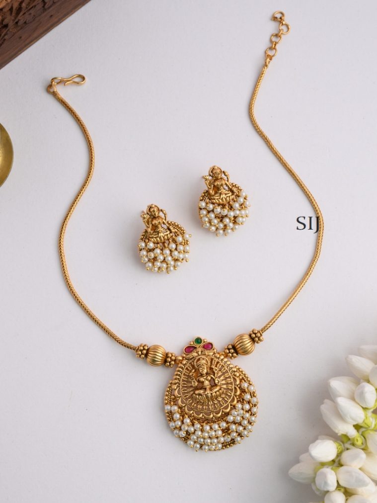 Antique Lakshmi Pearl With Matt Necklace