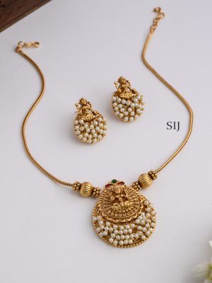 Antique Lakshmi Pearl With Matt Necklace