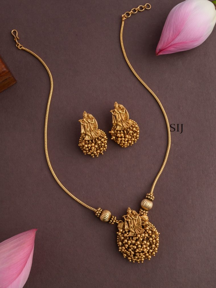 Matt Radha Krishna Gold Beaded Necklace