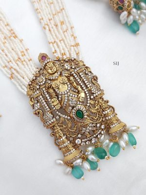 Multi Layers White Beads Haram with God Venkateshwara Pendant